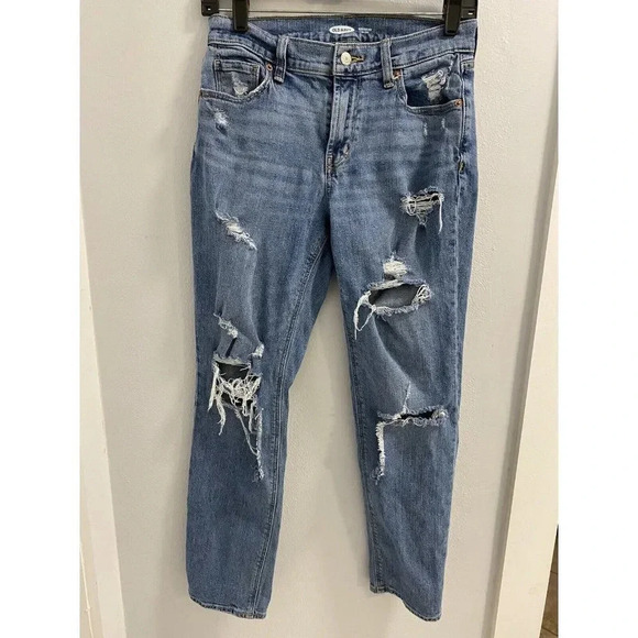 OLD NAVY BOYFRIEND JEAN MIDRISE SIZE 6 - SUPER DISTRESSED - QUICK SHIPPING - Picture 9 of 12